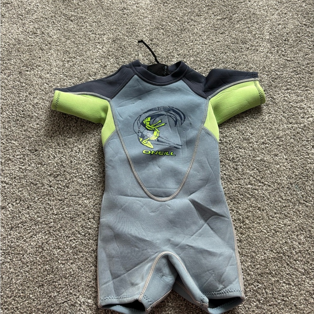 O'Neill Gray and Green Rashguard Swim Top